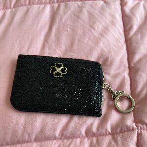 Kate spade Black Glitter Coin Purse with Keychain